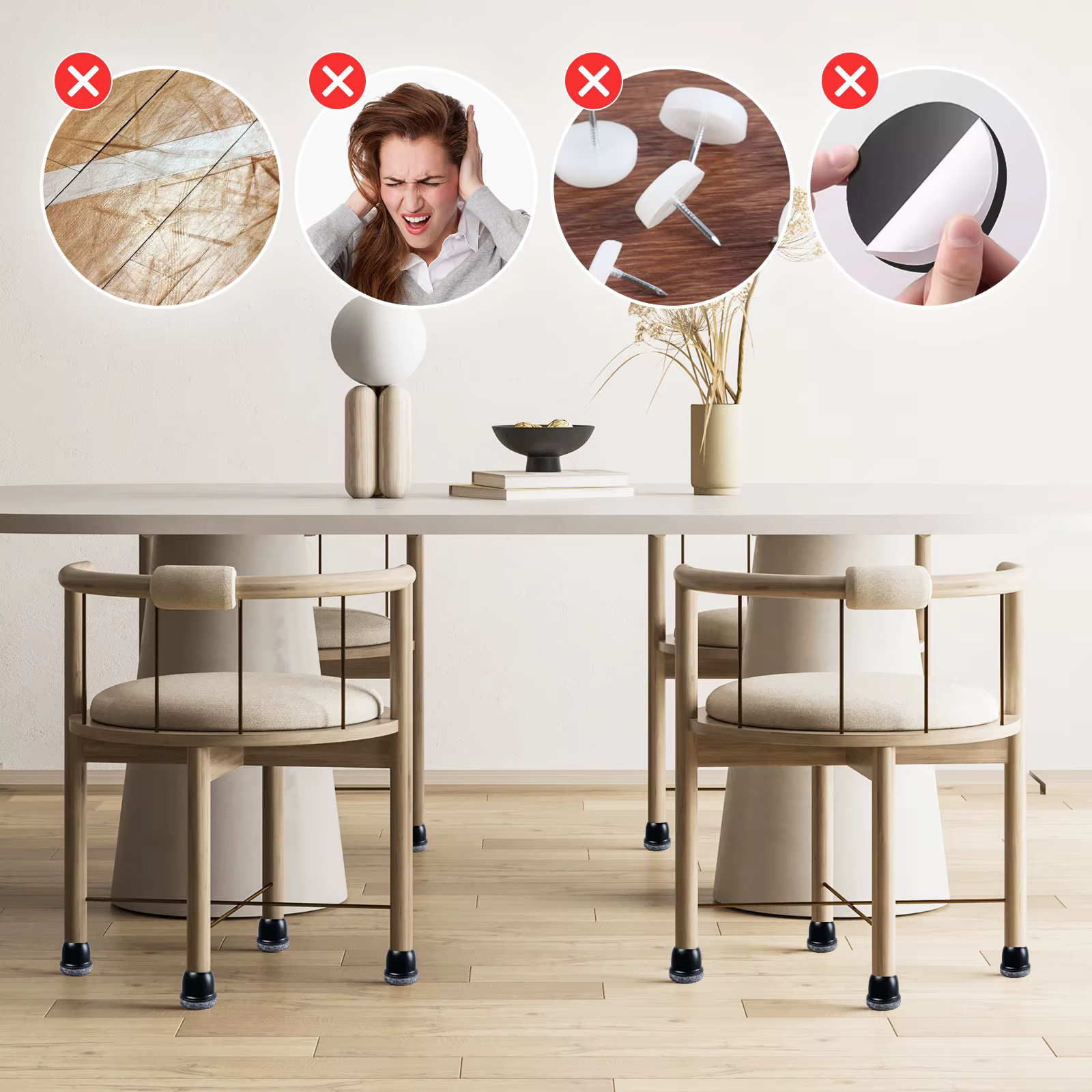 16PCS Silicone Chair Leg Floor Protectors with Wrapped Felt Sofa Table Feet Pads Non Slip Reduce Noise for Hardwood Floors