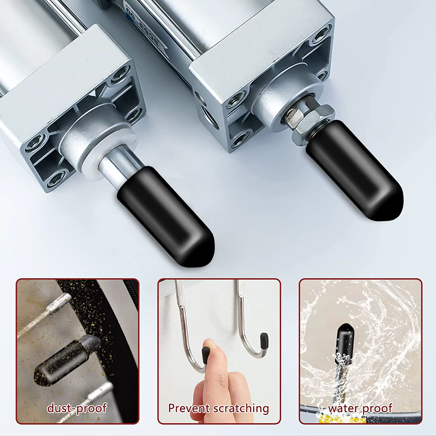 5-50pcs rubber end caps, vinyl end caps with black and red screws, bolts, screws, rubber thread protectors, safety covers