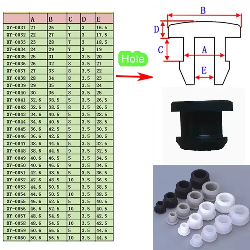 Food Grade Silicone Rubber Conical Snap-on T Type Plug Blanking End Caps Tube Inserts Bung 2.5-50.6mm Black