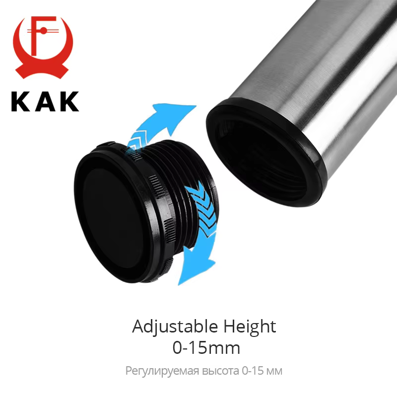 KAK Stainless Steel Furniture Leg Adjustable Table Feet Replacement Cabinet Sofa Metal Foot with Screws Furniture Hardware