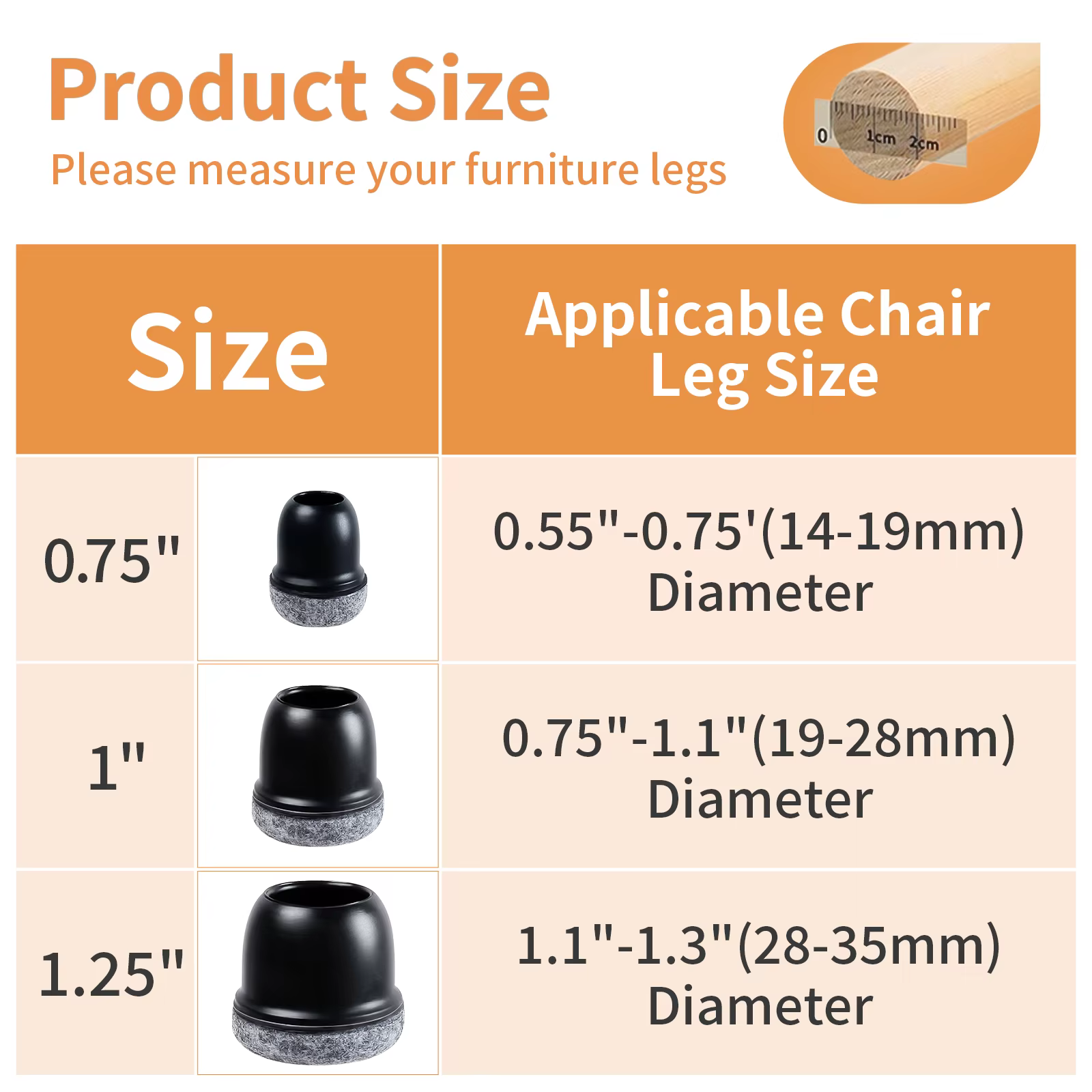 16PCS Silicone Chair Leg Floor Protectors with Wrapped Felt Sofa Table Feet Pads Non Slip Reduce Noise for Hardwood Floors