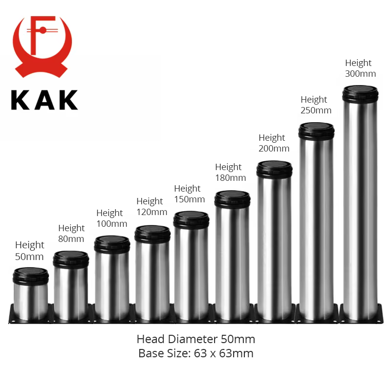 KAK Stainless Steel Furniture Leg Adjustable Table Feet Replacement Cabinet Sofa Metal Foot with Screws Furniture Hardware