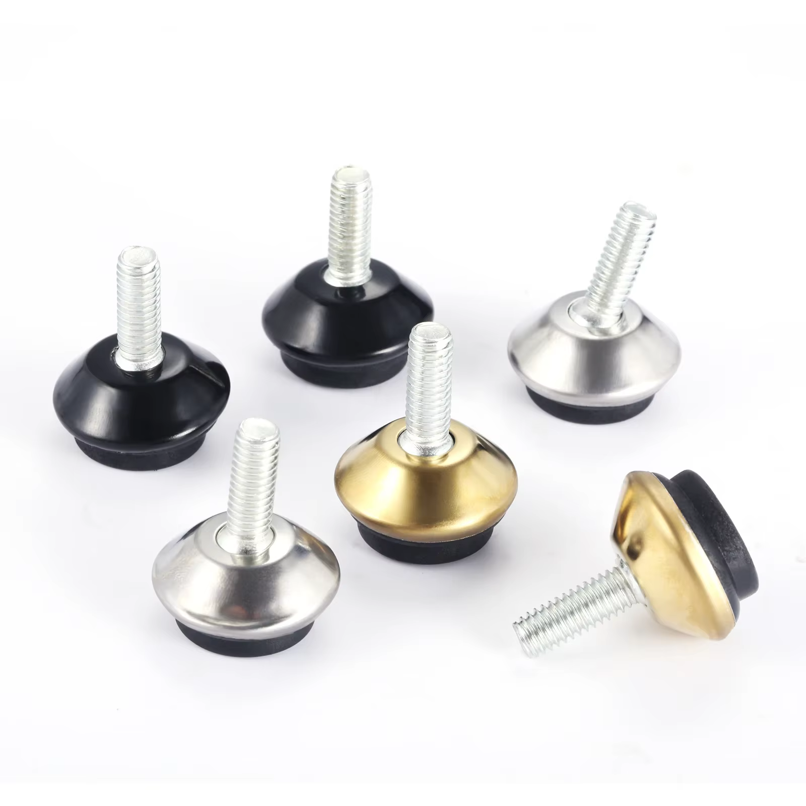 4pcs Adjustable Metal Furniture Levelers Feet Leg M6*15mm Thread Screw Black/Silver/Gold for Cabinet Table Chair Machine Base