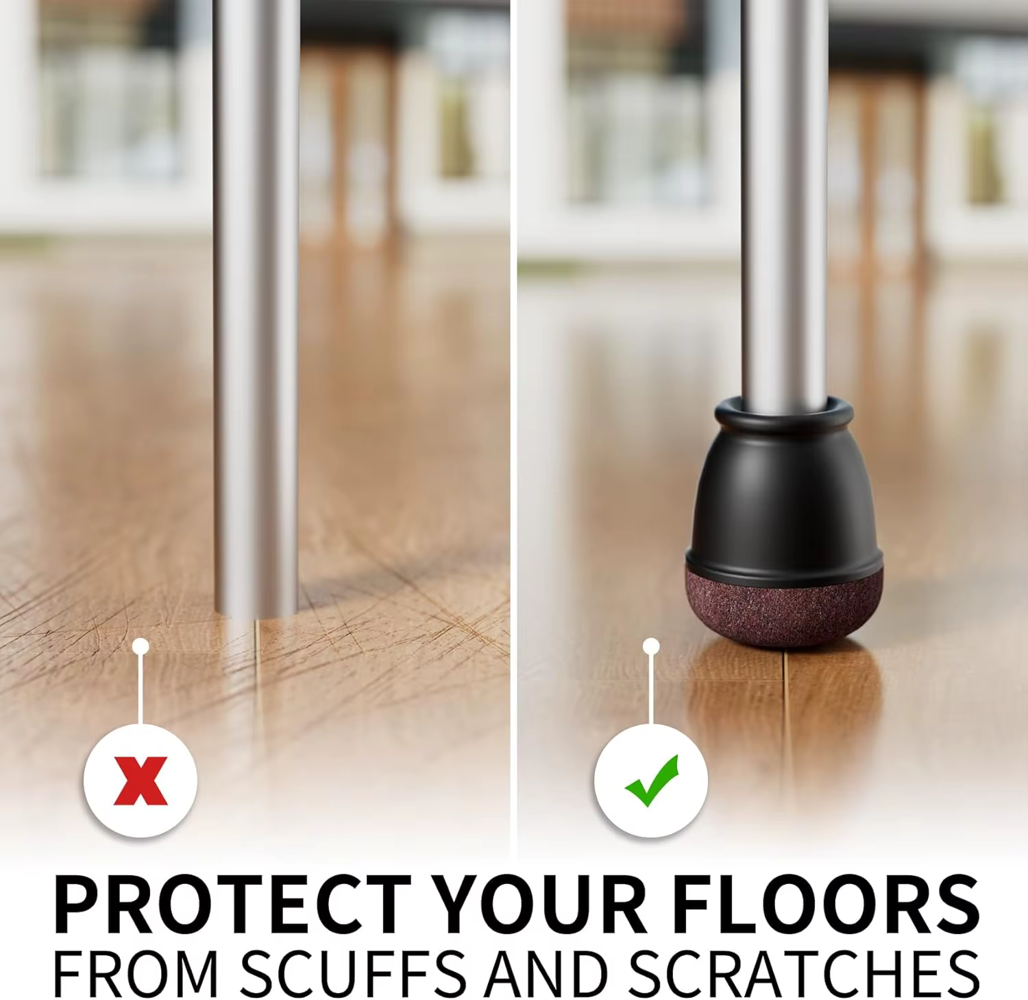 Black Round Chair Leg Floor Protectors Foot Cover Diagonal Silicone Furniture Table Feet for Hardwood Floors Table Protect Floor