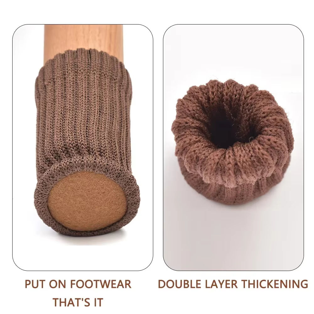 24/4Pcs Chair Legs Socks Knitted Furniture Feet Floor Protectors Anti-slip Pads Silent Thicken Table Chair Leg Socks Covers